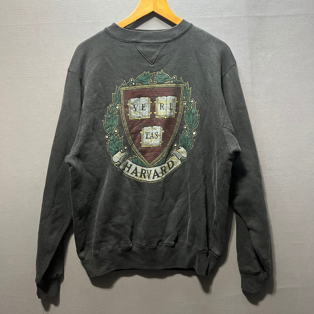Galt Sand Harvard University Veritas Crest Sweatshirt Mens Small Faded Black